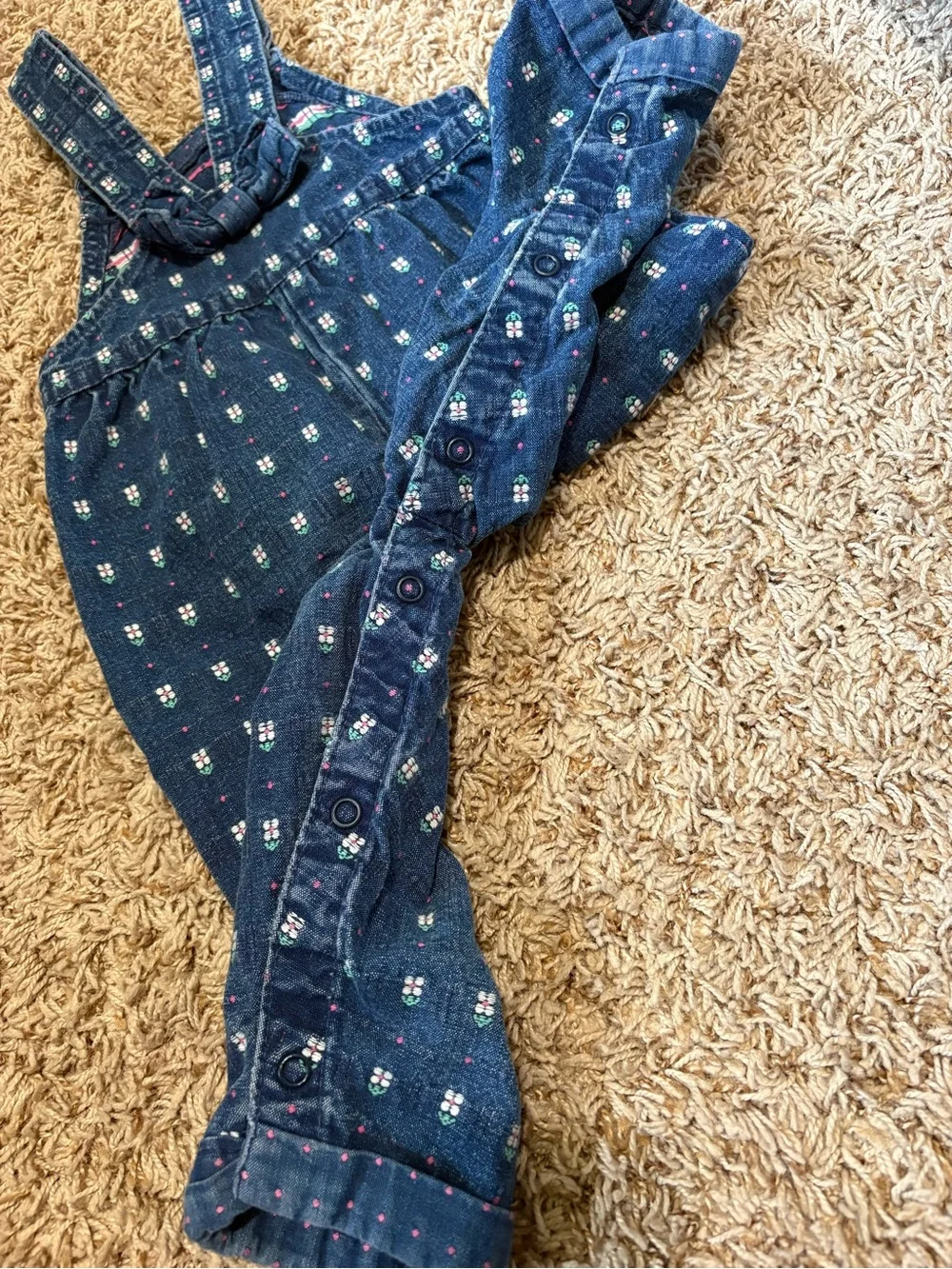 Vintage OshKosh B'gosh Denim Overalls with Floral Print toddler size 24months